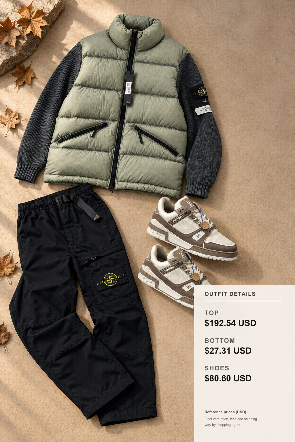 Stone Island Jacket: 3 Layering Styles outfit 2 editorial flat lay for pandabuy