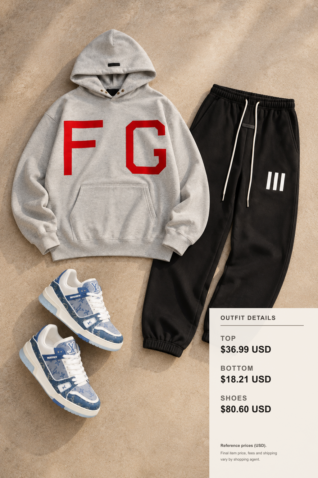 Fear of God Essentials Hoodie Color Guide outfit 2 editorial flat lay for fashionreps