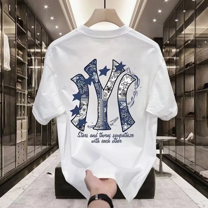 MLB Blue Printed Streetwear T-Shirt—Special Offer Review: Neckline, Hem and Print Edges on a $3.73 Milk-Silk Tee